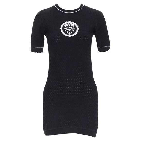 Chanel cotton CC No bead broderie pointelle dress
